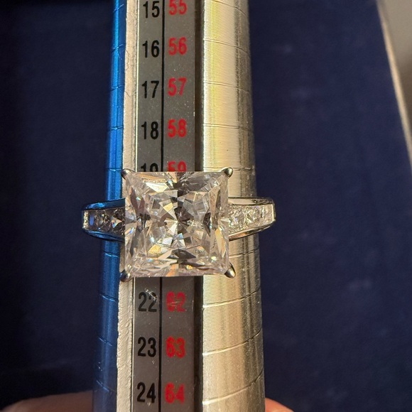 Diamonique Sterling Silver Princess Cut CZ Ring - Picture 2 of 6